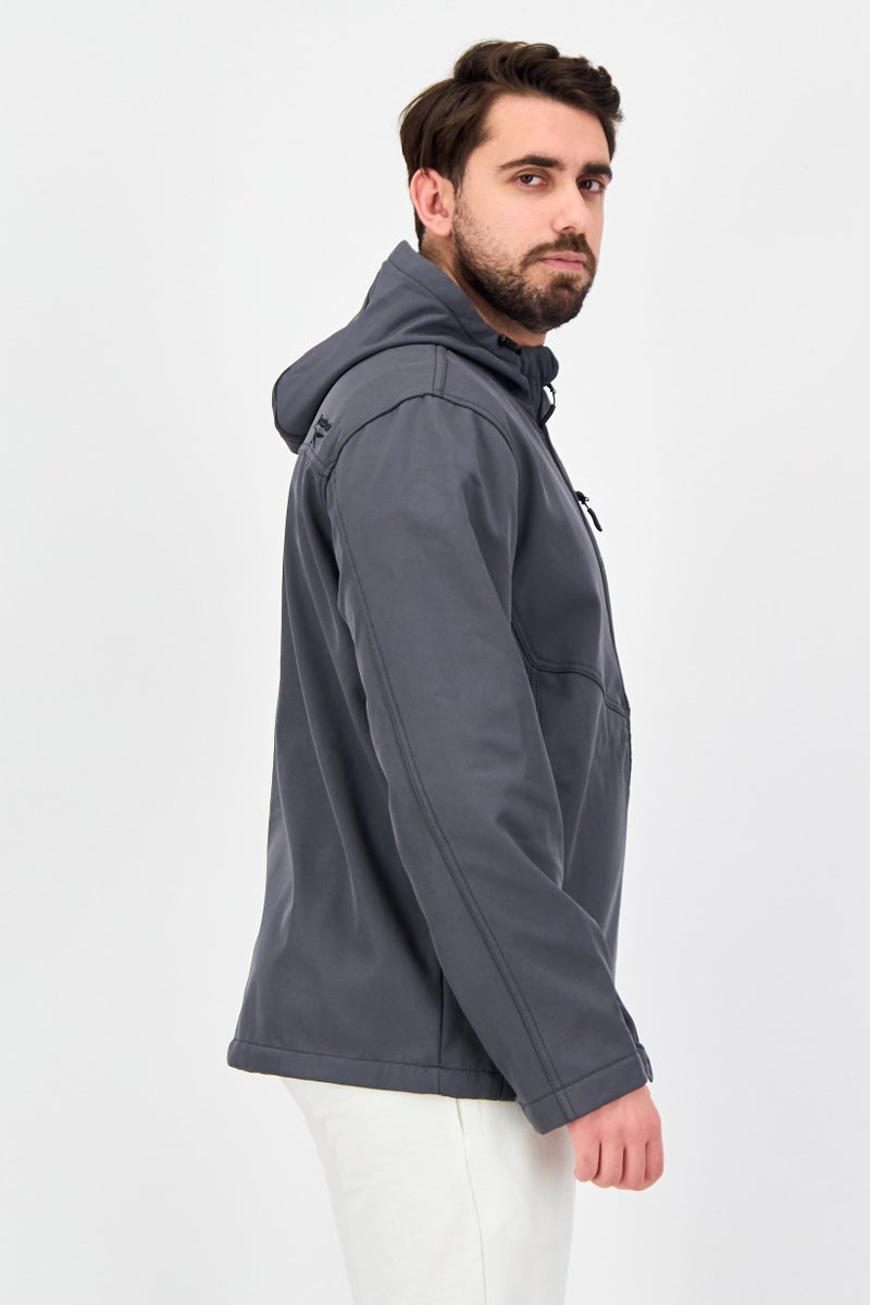 Reebok جاكيت رياضي للرجال بأكمام طويلة مناسب للخارج، رمادي - Image 2